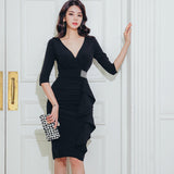 Women Maxi Dress Spring and Autumn V-neck Sexy Dress