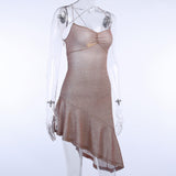 Women Dresses Knitted Sexy Backless Sleeveless Sling Dress Skirt