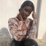 Women Jumpsuit Summer Butterfly Print round Neck Long Sleeve Jumpsuit