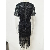 Women's Evening Gown Sexy Tassel Sequins Dress Gown