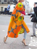 Women Trench Coat Autumn and Winter Long Bell Sleeve Jacket Printed Loose Trench Coat