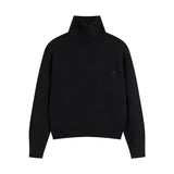 Ami araunrif big heart high collar pullover knitting shirt fall and winter coupletops wool long sleevesloose