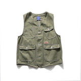 Men Vest Multi-Pocket Workwear Vest Man Loose Sleeveless Jacket