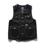 Men Vest Multi-Pocket Workwear Vest Man Loose Sleeveless Jacket