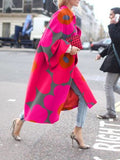 Women Trench Coat Autumn and Winter Long Bell Sleeve Jacket Printed Loose Trench Coat