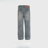 MIJKO Men Vintage Pants MIJKO Washing Water Old Ripped Jeans Tide