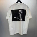 SAINT MICHAEL Vintage T Shirt Kurt Cobain Black and White Newspaper Portrait Short Sleeve
