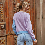 Women Knitted Sweater Autumn Leisure Women's Jacket Long-Sleeved Color Matching Sweater
