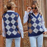 Women Knitted Sweater V-neck Vest for Women