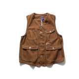 Men Vest Multi-Pocket Workwear Vest Man Loose Sleeveless Jacket