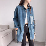 Women Jacket Loose Retro Leisure Washed-out Shirt Coat