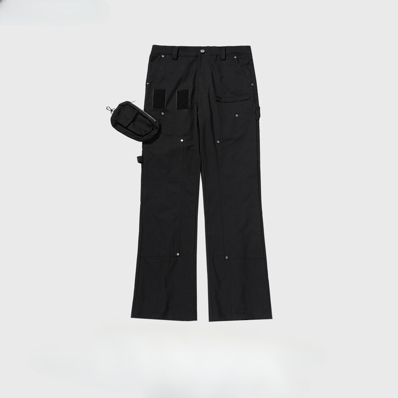 MIJKO Mens Vintage Pants MIJKO Pocket Functional Wide-Foot Casual Pants