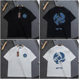 Ch hip-hop t shirts high version ch short sleeve sanskrit embroiderloosecasualpure cotton american heavy weight short sleeve men