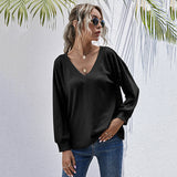 Women Knitted Sweater V-neck Women's Fall plus Size Long-Sleeved Knitted Bottoming Shirt