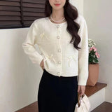 Women Knitwear Autumn Bowknot round Neck Sweater Loose Knitted Cardigan