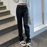 Women Sweatpants Straight PU Leather Pants Spring Hip Hop Casual Pants