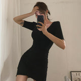 Women Dresses V-neck Short Sleeve Dress Sexy Skirt