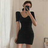 Women Dresses V-neck Short Sleeve Dress Sexy Skirt