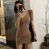 Women Dresses V-neck Short Sleeve Dress Sexy Skirt