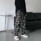 Men Jeans Straight Wide-Leg Pants Casual Loose Hip Hop Washed Denim Trousers