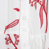 Women Dresses Spring Short Skirt Lapel Single Breasted Embroidered Blouse Long Sleeve Dress (Qymy0409)