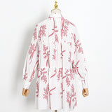 Women Dresses Spring Short Skirt Lapel Single Breasted Embroidered Blouse Long Sleeve Dress (Qymy0409)