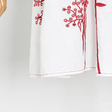 Women Dresses Spring Short Skirt Lapel Single Breasted Embroidered Blouse Long Sleeve Dress (Qymy0409)
