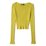 Women Sweater Knitwear Autumn Leisure V-neck Slim Fit Sweater Sweater