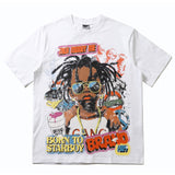 Hip-hop t-shirts: american high street summer short-sleeve personalized kids' cartoon print loose-fit trendy t-shirt