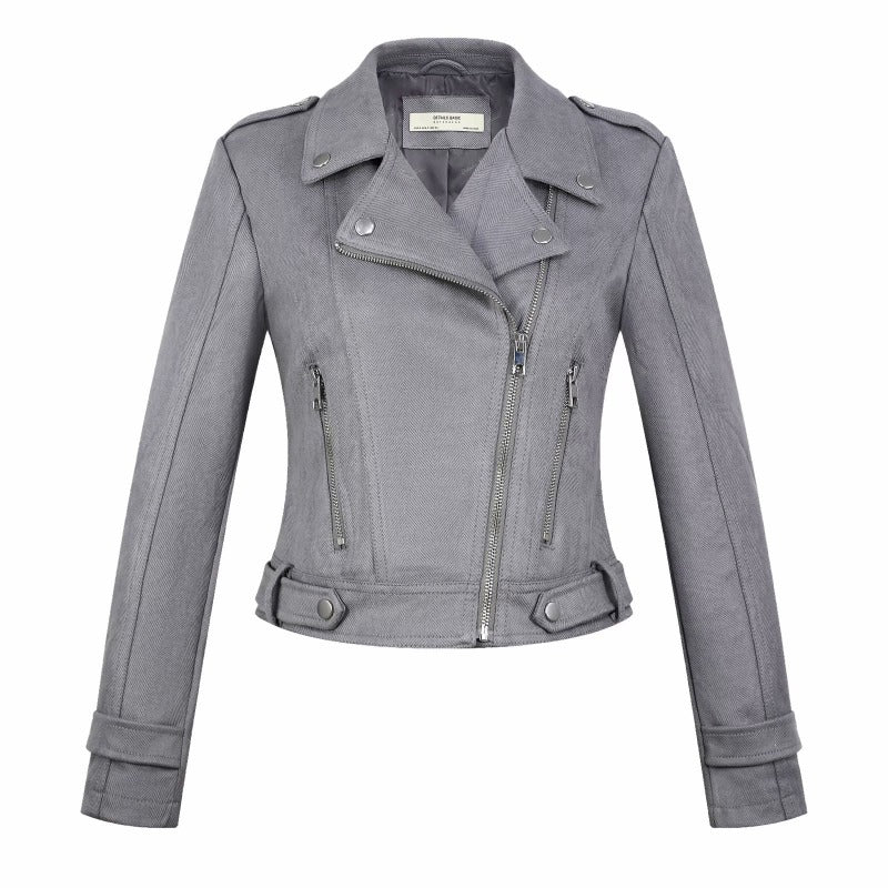Women Leather Jacket Suede Jacket Autumn Motorcycle Clothing Short Jacket