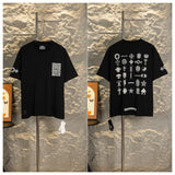 Ch hip-hop t shirts chss heavy industry distressed multi-element logo short-sleeved round neck t-shirt high street