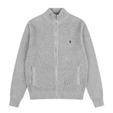 Little marafu rlknittingcouplecardiganhigh collar zipper waffle grids wool topslooseoutwearfall and winter