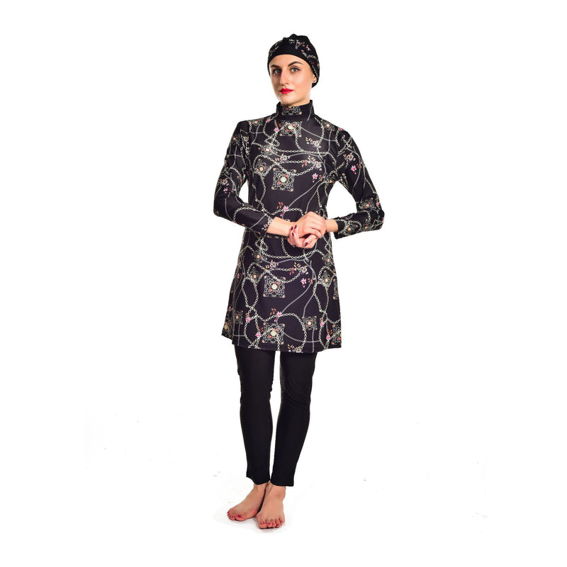 Muslim Bathing Suits Printed Swimsuit Three-Piece High Elastic Swimsuit Beachwear