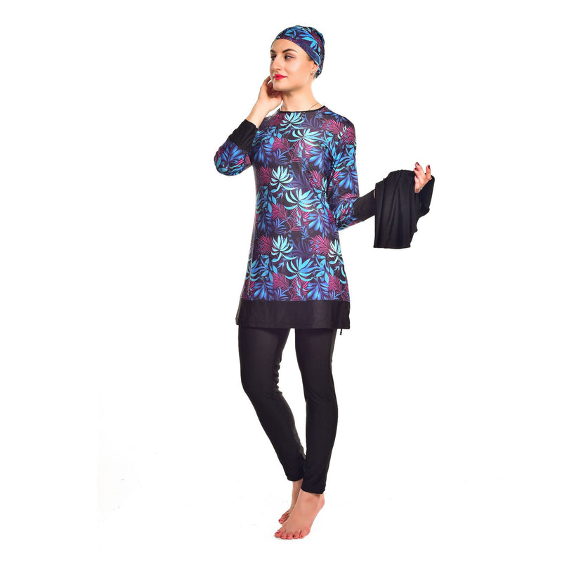 Muslim Bathing Suits Swimsuit Three-Piece High Elastic Swimsuit Beachwear with Hat