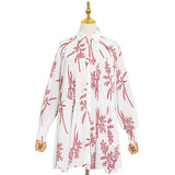 Women Dresses Spring Short Skirt Lapel Single Breasted Embroidered Blouse Long Sleeve Dress (Qymy0409)