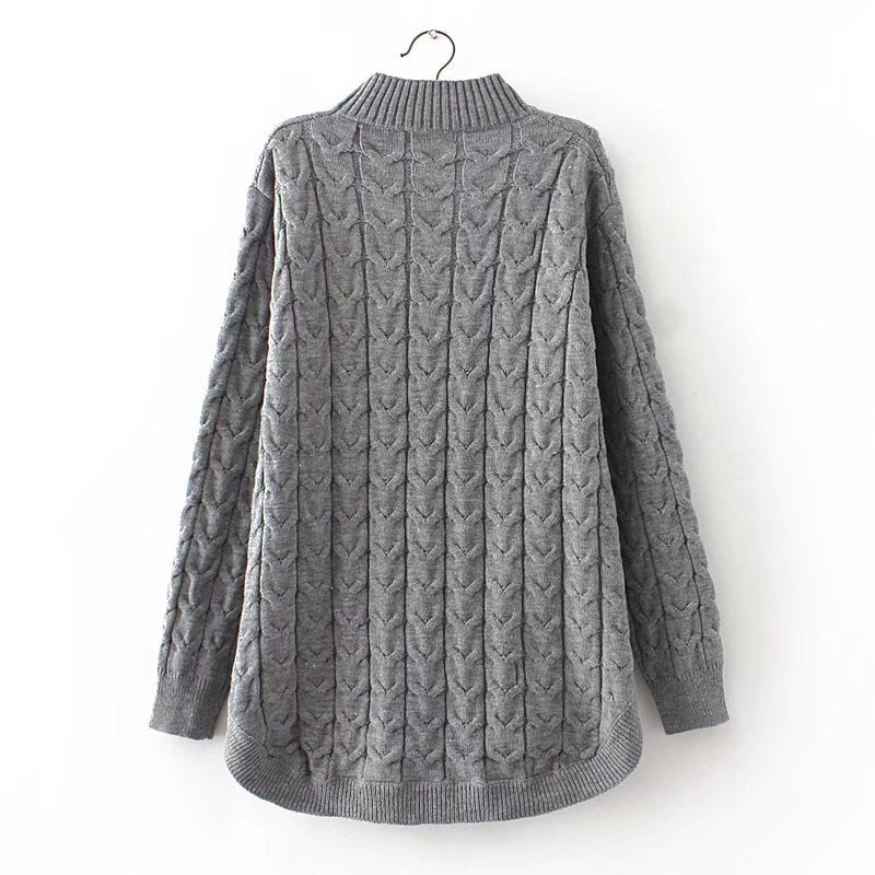 Women Sweater Knitwear Autumn and Winter Turtleneck Solid Color Knitted Bottoming Shirt Cable-Knit Sweater