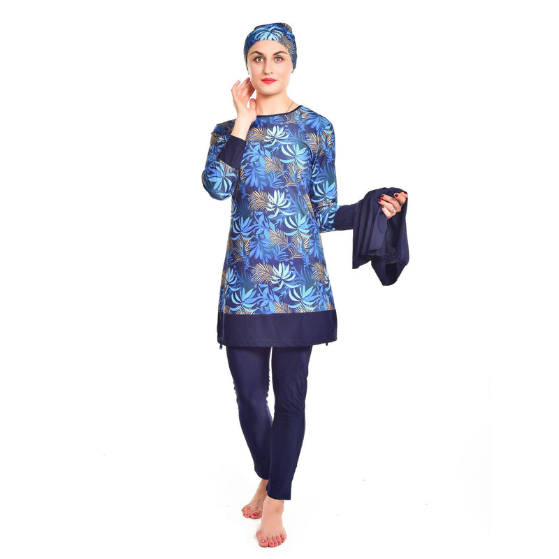 Muslim Bathing Suits Swimsuit Three-Piece High Elastic Swimsuit Beachwear with Hat