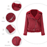 Red Leather Jacket Fall/Winter Suede Fabric Jacket Turn-down Collar Coat
