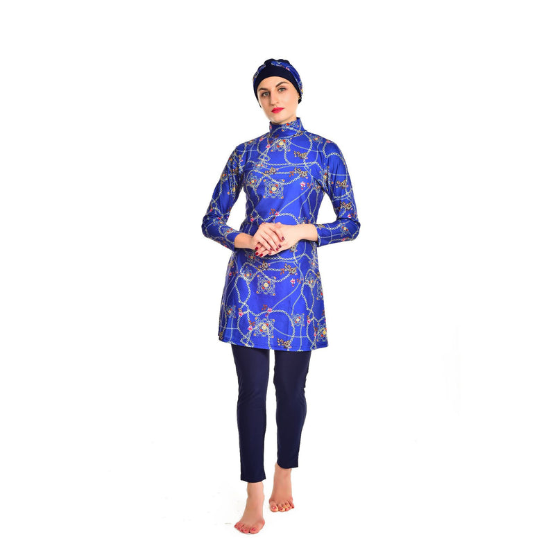 Muslim Bathing Suits Printed Swimsuit Three-Piece High Elastic Swimsuit Beachwear