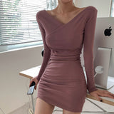 Women Dresses Autumn Sexy Hip Skirt Long Sleeve Dress