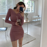 Women Dresses Autumn Sexy Hip Skirt Long Sleeve Dress