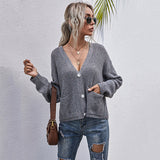 Women Knitted Sweater Mori Style Solid Color Dots Long Sleeve Sweater Coat