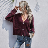 Women Knitted Sweater Mori Style Solid Color Dots Long Sleeve Sweater Coat