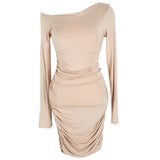 Women Dresses Spring and Autumn Sexy off-the-Shoulder Tight Sheath Short Dress