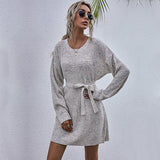 Women Knitted Sweater Loose Long Sweater Dress Female Autumn