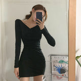 Women Dresses Autumn Sexy Hip Skirt Long Sleeve Dress