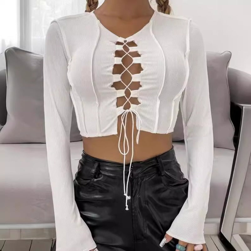 Women T-shirt Slim-Fit Cardigan Long Sleeve T-shirt Casual Top