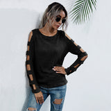 Women Knitted Sweater Autumn off-the-Shoulder Slim Fit Sweater Women's Hollow-out Long Sleeve Bottoming Sweater