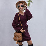 Women Knitted Sweater Loose Long Sweater Dress Female Autumn