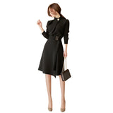 Women Maxi Dress Spring and Autumn Stand Collar Long Sleeve Dress